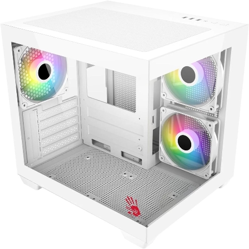 Компьютерный корпус Bloody CC-121 белый без БП mATX 7x120мм 1xUSB2.0 1xUSB3.0 audio