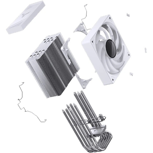 Кулер для процессора JONSBO CR-1000 V2 PRO ARGB (230W, 4-pin PWM, 157мм, Al/Cu, 6x6мм, ARGB, 1x120мм, 59.48CFM, 32.0dBA, 1500RPM, S: 1700/1200/115X, AM4/AM5 белый)