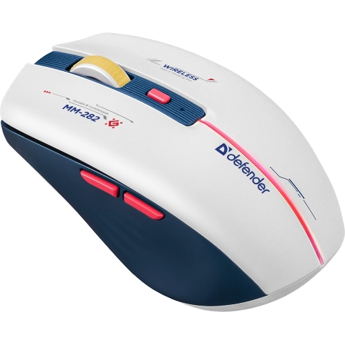 Мышь беспроводная Defender Dila MM-282 белый/синий, 1800 dpi, радиоканал, USB, кнопки - 6