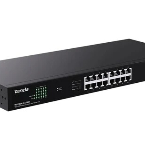 Коммутатор неуправляемый Tenda TEG1120P-16-250W PoE, 18 портов, 18x1 Гбит/с, PoE 16х30 Вт (до 250Вт), SFP 2x1 Гбит/с