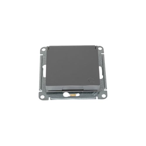 Механизм розетки 1-м СП AtlasDesign 16А IP20 с заземл. защ. шторки с крышкой сталь SchE ATN000946