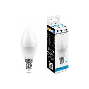 Лампа светодиодная Feron LB-97 7W 230V E14 6400K свеча