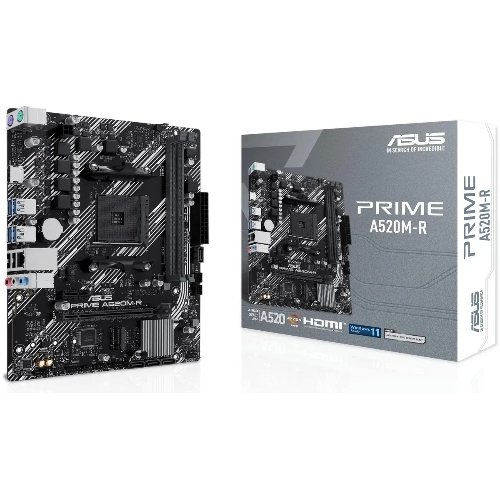 Материнская плата ASUS PRIME A520M-R, AM4, AMD A520, 2xDDR4, 4xSATA, 1xM.2, 1xPCIe 3.0 x16, 1xPCIe x1, 1xHDMI, 1x 1Gb LAN, 2xUSB-A 2.0, 4xUSB-A 3.2 Gen 1, 3x3.5 мм, 7.1, mATX