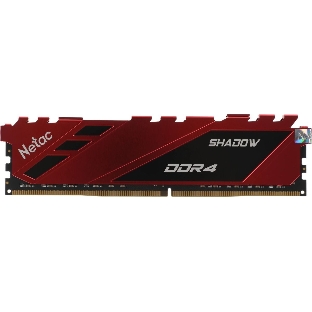 Оперативная память NETAC Shadow, DDR4, 16GB (1x16GB), 3200MHz, CL16, DIMM, с радиаторами, красный
