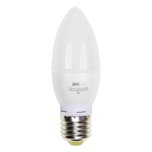 Лампа светодиодная JazzWay PLED-ECO-C37 5Вт свеча 4000К белый E27 400лм 230В