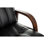 Кресло офисное Бюрократ T-9932W-CF-Eco черный, эко.кожа, на ножках, дерево