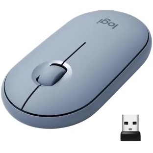 Мышь беспроводная Logitech Pebble M350 серый, 1000 dpi, радиоканал, Bluetooth, USB, кнопки - 3