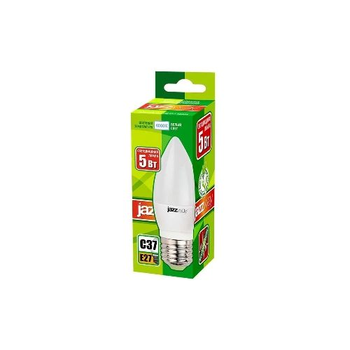 Лампа светодиодная JazzWay PLED-ECO-C37 5Вт свеча 4000К белый E27 400лм 230В
