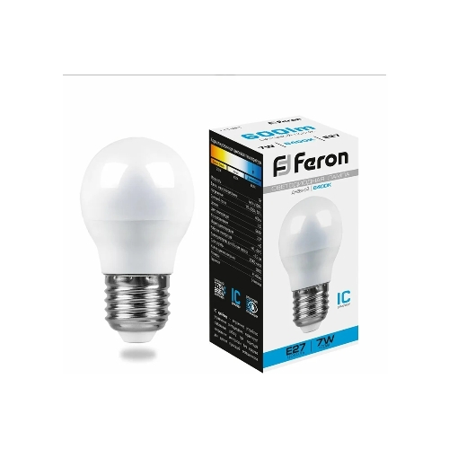 Лампа светодиодная Feron LB-95 7W 230V E27 6400K G45