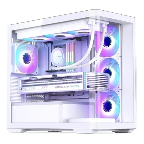 Корпус без блока питания JONSBO D300, Mini-Tower, TG, no fan, 2xUSB-A 3.2 + 1xUSB-C 3.2, mATX, mITX White
