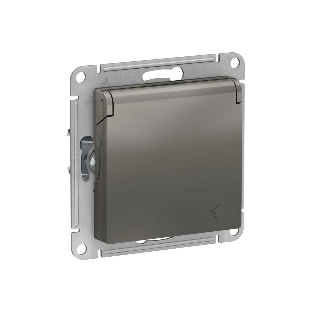 Механизм розетки 1-м СП AtlasDesign 16А IP20 с заземл. защ. шторки с крышкой сталь SchE ATN000946