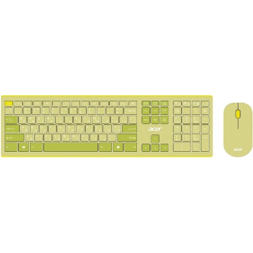 Комплект клавиатура + мышь Acer OCC205 беспроводной USB, 1200 dpi, зеленый/желтый