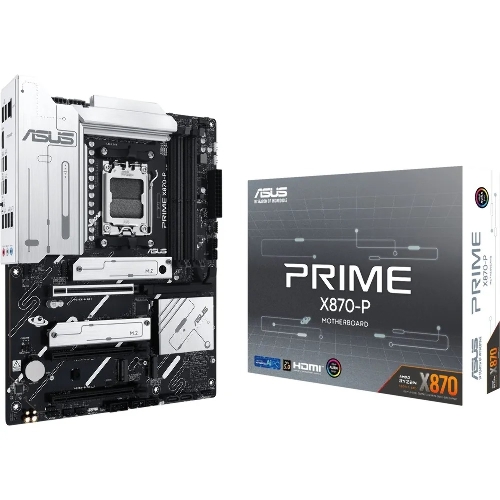 Материнская плата ASUS PRIME X870-P, AM5, AMD X870, 4xDDR5, 2xSATA, 4xM.2, 1xPCI-E 5.0 x16, 1xPCI-E 4.0 x16, 1xPCI-E x1, 1xHDMI, 2xUSB Type-C, 1x2.5Gb LAN, 4xUSB-A 3.2 Gen 1, 1xUSB 3.2 Gen 2, 3x3.5 мм, 7.1, ATX