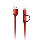Дата-кабель Smartbuy USB - 2 в 1 Micro+8 pin, длина 1,2 м, красный (iK-212 red)/60