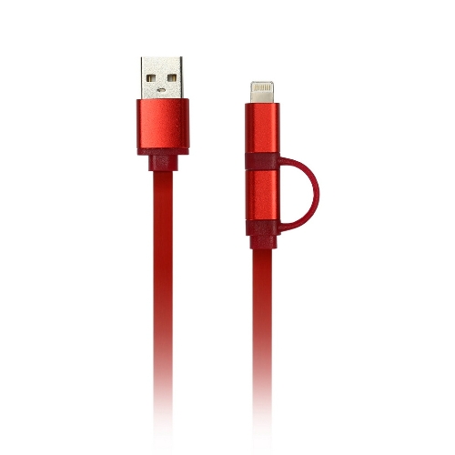 Дата-кабель Smartbuy USB - 2 в 1 Micro+8 pin, длина 1,2 м, красный (iK-212 red)/60