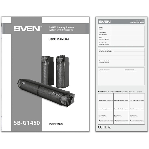 Саундбар мини SVEN SB-G1450, черный (10 Вт, питание USB, Bluetooth, подсветка)