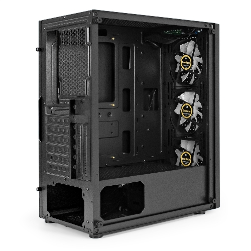 Компьютерный корпус Miditower ExeGate EVO-8227-NPX500 (ATX, БП 500NPX с вент. 12см, 2*USB+1*USB 3.0+HD Audio, черный, 3 вент. RGb, закаленное стекло)