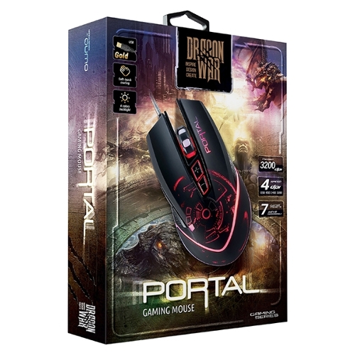 Мышь проводная Qumo Portal M39 черный, 3200 dpi, USB, кнопки - 6