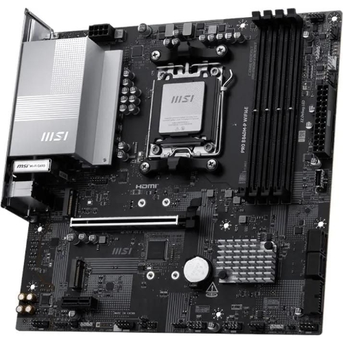 Материнская плата MSI PRO B840M-P WIFI6E, AM5, AMD B840, 4xDDR5, 4xSATA, 2xM.2, 1xPCIe 4.0 x16, 1xPCIe 3.0 x1, 1xHDMI, 1x2.5Gb LAN, Wi-Fi 6E, Bluetooth 5.3, 1xUSB-C 10Gbps, 1xUSB-A 10Gbps, 2xUSB-A 5Gbps, 4xUSB-A 2.0, 3x3.5 мм, 7.1, mATX