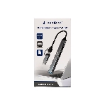 Кард-ридер Type-C/USB-A (3.1) Gembird 5в1: 2xUSB 2.0, USB3.1, SD/TF, кабель 10 см, алюминий