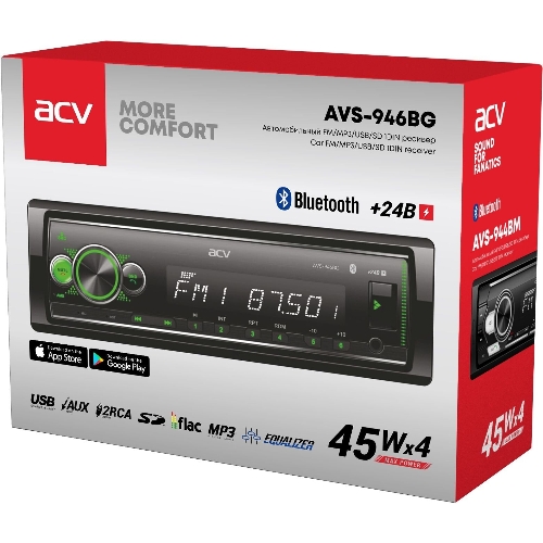 Автомагнитола ACV AVS-946BG, 1 DIN, Bluetooth, USB Type-A, AUX