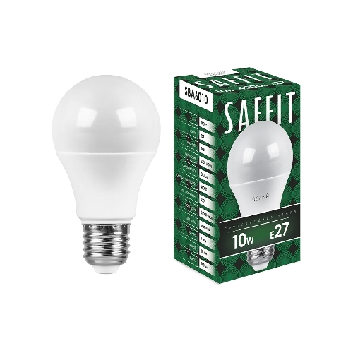 Лампа светодиодная SAFFIT SBA6010 (55005) 10Вт Е27 белый
