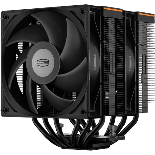 Кулер для процессора PCCooler RT620 Digital BK (250W, 4-pin PWM, LED temp., 157mm, 6x6mm, 2x120мм, 73.32CFM, 34.9dBA, 2200RPM, S: 1851/1700/1200/115X, AM5/AM4, черный)