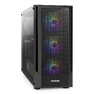 Компьютерный корпус Miditower ExeGate EVO-8227-NPX500 (ATX, БП 500NPX с вент. 12см, 2*USB+1*USB 3.0+HD Audio, черный, 3 вент. RGb, закаленное стекло)