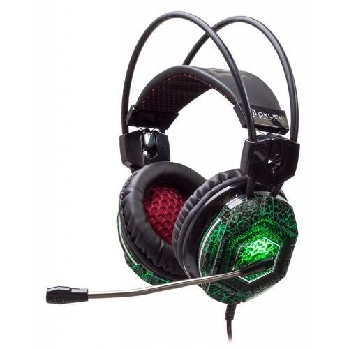 Гарнитура Oklick HS-L500G зелёный/чёрный, проводная, USB/3.5 мм