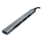 Кард-ридер Type-C/USB-A (3.1) Gembird 5в1: 2xUSB 2.0, USB3.1, SD/TF, кабель 10 см, алюминий