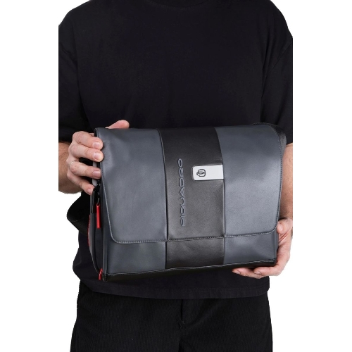 Сумка-мессенджер Piquadro Urban CA6802UB00/GRN с отделением для ноутбука 14" серая/черная натур.кожа
