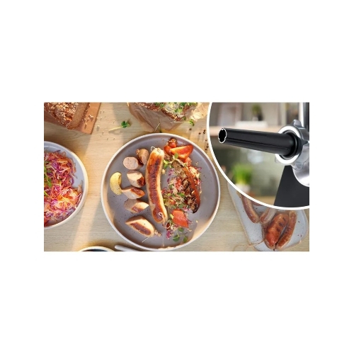 Мясорубка электрическая Bosch MFWS650B черный, 2100 Вт, 3.5 кг/мин, реверс, защита от перегрузки, насадки - 5