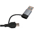 Кард-ридер Type-C/USB-A (3.1) Gembird 5в1: 2xUSB 2.0, USB3.1, SD/TF, кабель 10 см, алюминий
