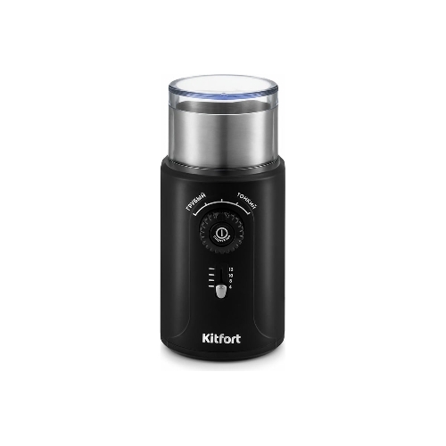 Кофемолка Kitfort KT-747 200Вт сист.помол.:ротац.нож вместим.:70гр черный/серебристый