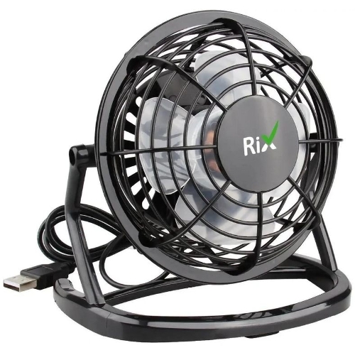Вентилятор Rix RDF-1500USB чёрный, настольный, 2.5 Вт, 1 скорость, 10 см