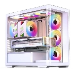 Корпус без блока питания JONSBO D300, Mini-Tower, TG, no fan, 2xUSB-A 3.2 + 1xUSB-C 3.2, mATX, mITX White