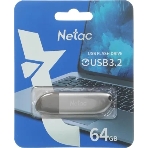 Флешка USB Netac U352 (NT03U352N-064G-32PN), 64Gb, USB 3.0, R/W 110/50, серебристый