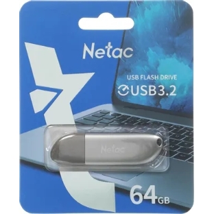 Флешка USB Netac U352 (NT03U352N-064G-32PN), 64Gb, USB 3.0, R/W 110/50, серебристый