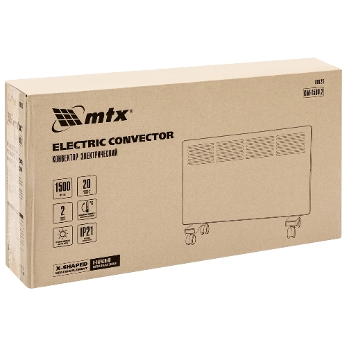 Конвектор электрический MTX КМ-1500.2 белый, 1500 Вт, 20 м2, термостат