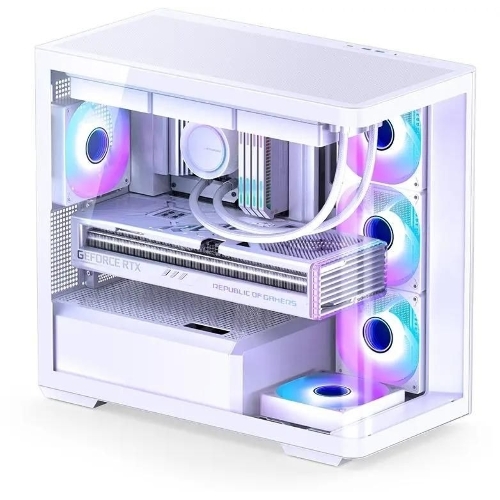 Корпус без блока питания JONSBO D300, Mini-Tower, TG, no fan, 2xUSB-A 3.2 + 1xUSB-C 3.2, mATX, mITX White