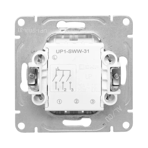 Механизм выключателя EKF UP1-SWA-31 Эпика трехклавишный, алюминий