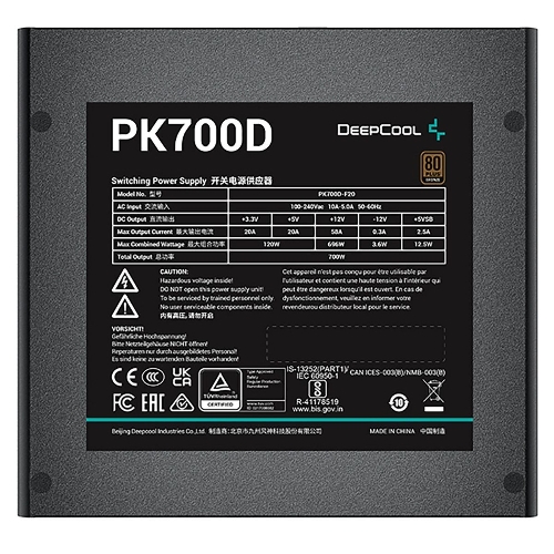 Блок питания Deepcool/GamerStorm PK700D, 700Вт, 80 PLUS Bronze, 120мм. черный
