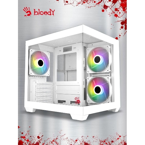 Компьютерный корпус Bloody CC-121 белый без БП mATX 7x120мм 1xUSB2.0 1xUSB3.0 audio