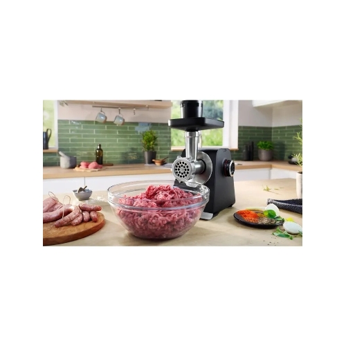Мясорубка электрическая Bosch MFWS650B черный, 2100 Вт, 3.5 кг/мин, реверс, защита от перегрузки, насадки - 5