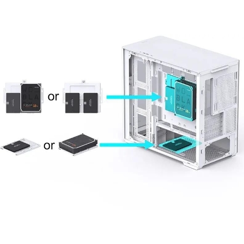 Корпус без блока питания JONSBO D300, Mini-Tower, TG, no fan, 2xUSB-A 3.2 + 1xUSB-C 3.2, mATX, mITX White