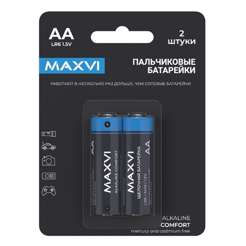 Щелочная батарейка Maxvi MBLR6CF2, COMFORT, AA, alkaline, 2 шт.