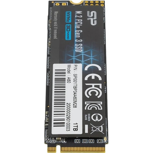 Накопитель SSD Silicon Power P34A60, 1Tb, PCIe 3.0 x4, M.2 2280, NVMe, R/W 2200/1600