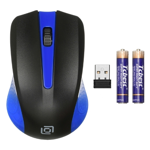 Мышь беспроводная Oklick 485MW черный/синий, 1200 dpi, радиоканал, USB, кнопки - 3
