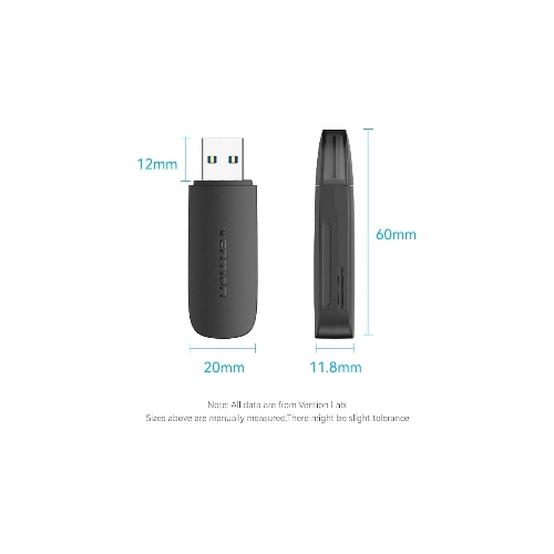 Кард-ридер Vention CLGB0/черный/SD,SDHC,SDXC,TF,micro-SD,micro-SDXC,miсro-SDHC/USB 3.0/пластик