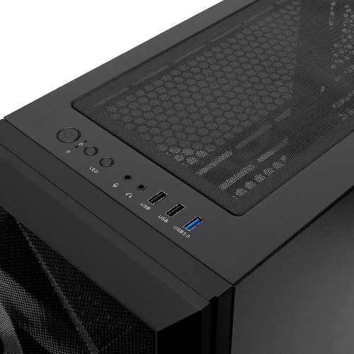 Компьютерный корпус без блока питания HSPD M340, Mesh Mid Tower, черный, TG, 0.5 SPCC, no fans, mATX, mITX, 165/350/200мм, 2x2.5